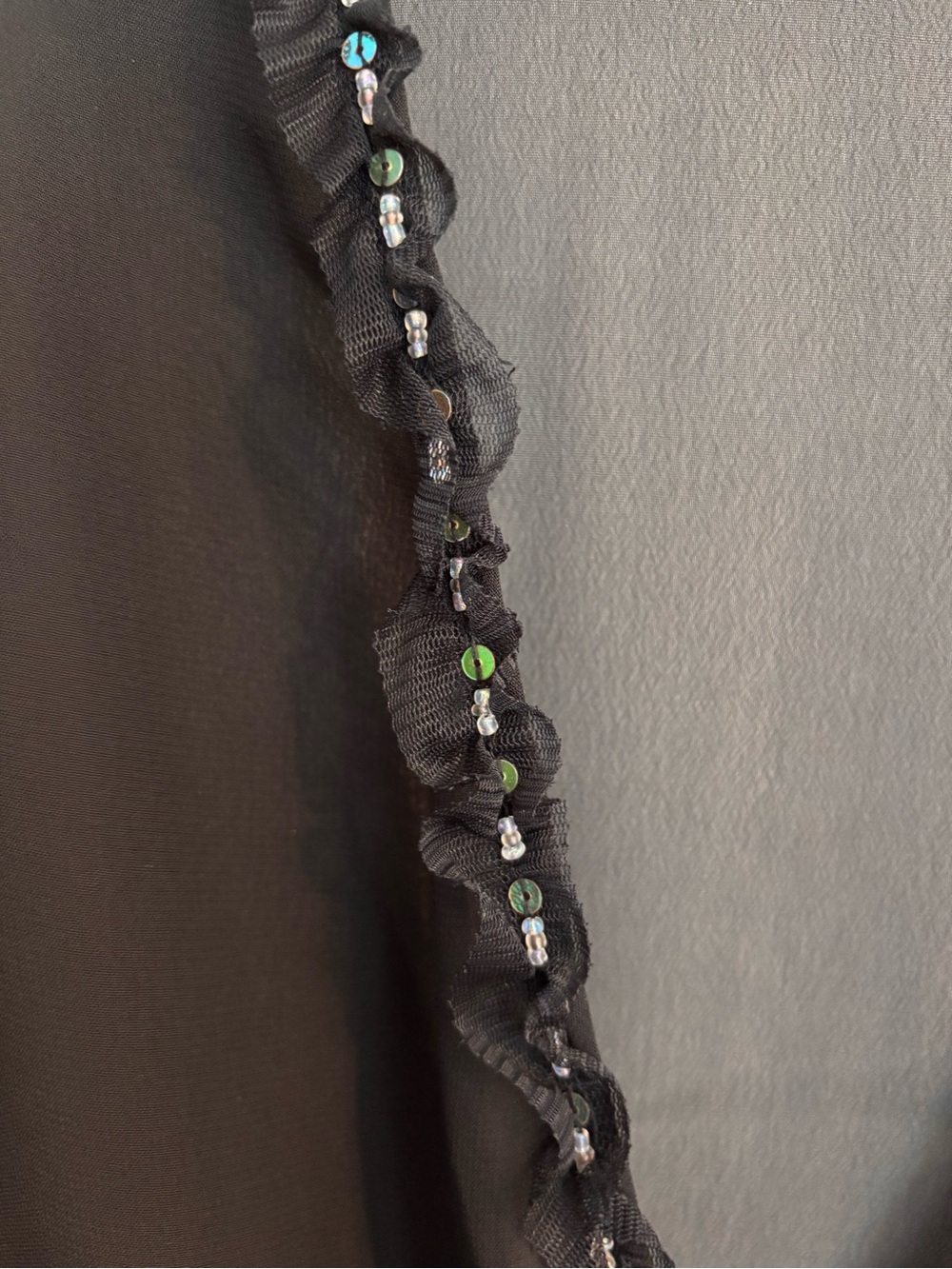 Flora Black Chiffon Sequin Bead trimmed robe - Picture 4 of 9
